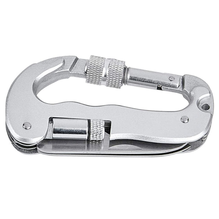 Gancio portachiavi a clip con moschettone a forma di D per carichi pesanti con doppio coltello e torcia a LED, D Shape + Knife