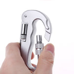 Gancio portachiavi a clip con moschettone a forma di D per carichi pesanti con doppio coltello e torcia a LED, D Shape + Knife