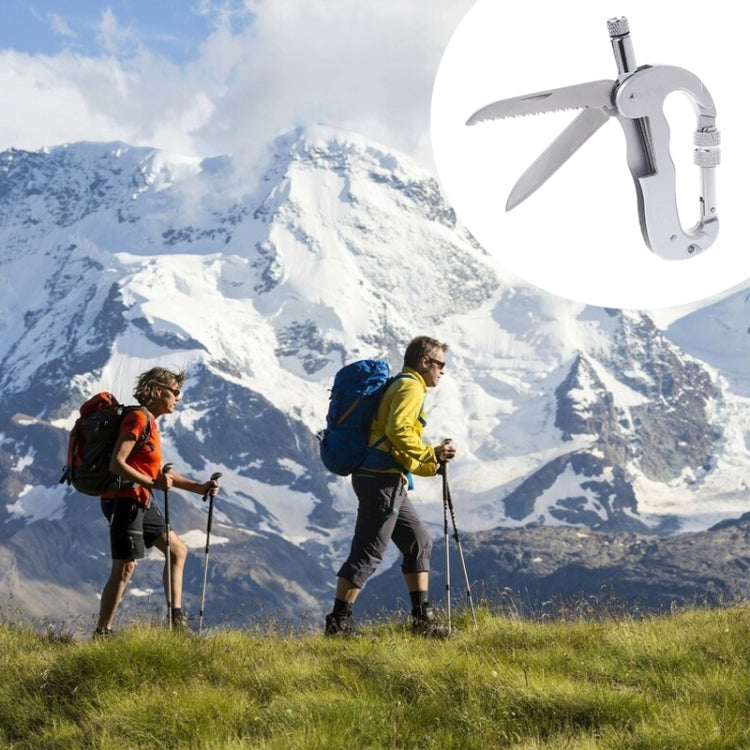 Gancio portachiavi a clip con moschettone a forma di D per carichi pesanti con doppio coltello e torcia a LED, D Shape + Knife