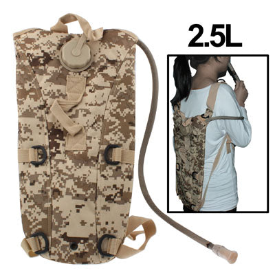 Zaino con sacca idrica in nylon da 2,5 litri con tubo/sacca idrica, 2.5L, 2.5L (Black)