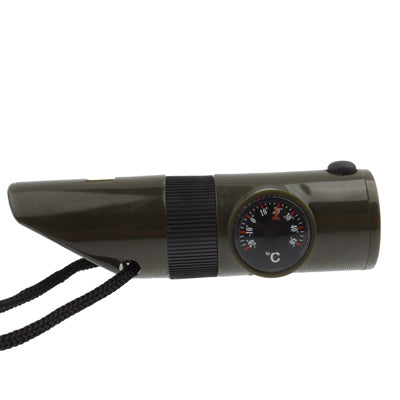 7 in 1 (fischietto di sopravvivenza/bussola/termometro/luce LED/lente d'ingrandimento/retroriflettore/corda), 7 in 1  Survival Whistle