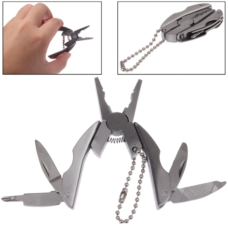 Mini pinza multifunzionale in acciaio inossidabile, pinza, coltello, kit di utensili, portachiavi, 5 In 1