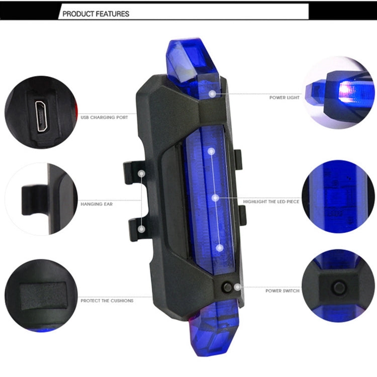 AQY-093 Fanale posteriore per bici a LED ricaricabile tramite USB rimovibile