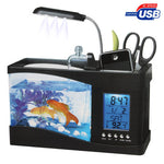 Mini acquario da tavolo USB con luci LED e display LCD