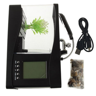 Mini acquario da tavolo USB con luci LED e display LCD