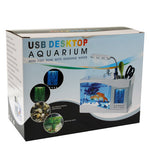 Mini acquario da tavolo USB con luci LED e display LCD