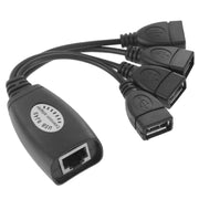 Adattatore ripetitore cavo prolunga LAN USB 2.0 CAT5 / CAT5E / CAT6 RJ45 a 4 USB Ethernet Extender, 4 Ports USB