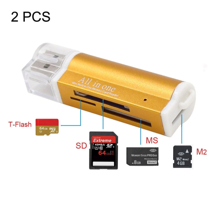Lettore di schede di memoria Multi All in 1 USB 2.0 Micro SD SDHC TF M2 MMC MS PRO DUO da 2 pezzi