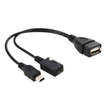 Cavo USB 2.0 femmina a Mini USB AM + Micro 5 pin AF, lunghezza: 20 cm, Mini USB + Micro AF, 20cm