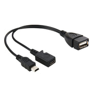 Cavo USB 2.0 femmina a Mini USB AM + Micro 5 pin AF, lunghezza: 20 cm, Mini USB + Micro AF, 20cm