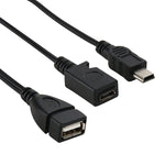 Cavo USB 2.0 femmina a Mini USB AM + Micro 5 pin AF, lunghezza: 20 cm, Mini USB + Micro AF, 20cm
