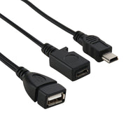 Cavo USB 2.0 femmina a Mini USB AM + Micro 5 pin AF, lunghezza: 20 cm, Mini USB + Micro AF, 20cm