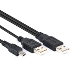 Cavo USB 2.0 maschio 2 in 1 a mini maschio 5 pin + cavo USB maschio, lunghezza: 80 cm, USB 2.0 AM to USB+Mini USB