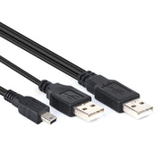 Cavo USB 2.0 maschio 2 in 1 a mini maschio 5 pin + cavo USB maschio, lunghezza: 80 cm, USB 2.0 AM to USB+Mini USB