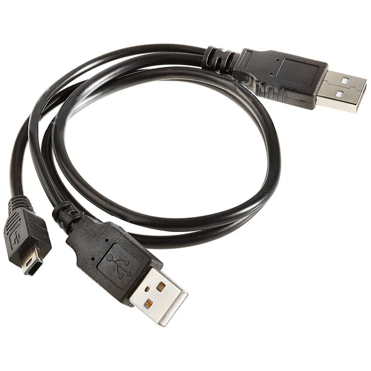 Cavo USB 2.0 maschio 2 in 1 a mini maschio 5 pin + cavo USB maschio, lunghezza: 80 cm, USB 2.0 AM to USB+Mini USB