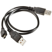 Cavo USB 2.0 maschio 2 in 1 a mini maschio 5 pin + cavo USB maschio, lunghezza: 80 cm, USB 2.0 AM to USB+Mini USB