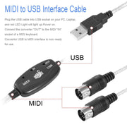 Cavo adattatore convertitore per pianoforte elettrico con interfaccia USB-MIDI, lunghezza: 1,8 m