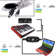 Cavo adattatore convertitore per pianoforte elettrico con interfaccia USB-MIDI, lunghezza: 1,8 m