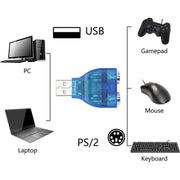 Adattatore USB maschio a femmina PS/2 per mouse/tastiera, USB Male to 2 PS/2 Female