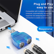Adattatore USB maschio a femmina PS/2 per mouse/tastiera, USB Male to 2 PS/2 Female