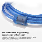 Cavo USB 2.0 normale da AM a BM, con 2 nuclei, lunghezza: 1,8 m (blu)
