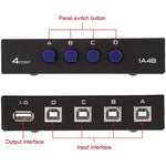 FENGJIE FJ-IA4B-C Switcher condiviso con commutatore a pressione USB 2.0 a 4 porte ad alta velocità per stampante scanner per computer PC, FENGJIE FJ-IA4B-C
