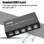 FENGJIE FJ-IA4B-C Switcher condiviso con commutatore a pressione USB 2.0 a 4 porte ad alta velocità per stampante scanner per computer PC, FENGJIE FJ-IA4B-C