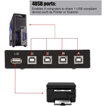 FENGJIE FJ-IA4B-C Switcher condiviso con commutatore a pressione USB 2.0 a 4 porte ad alta velocità per stampante scanner per computer PC, FENGJIE FJ-IA4B-C