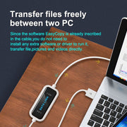 Cavo di collegamento dati USB 2.0 ad alta velocità, condivisione dati da PC a PC, plug and play, lunghezza: 165 cm