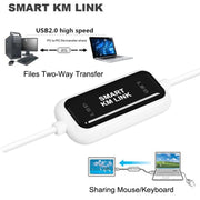 Cavo USB 2.0 Smart KM Link ad alta velocità, condivisione tastiera e mouse da PC a PC, Plug and Play, lunghezza: 165 cm