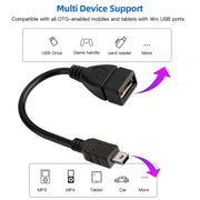 Cavo adattatore mini da USB a USB 2.0 AF OTG a 5 pin, Mini USB, 12cm(Black)