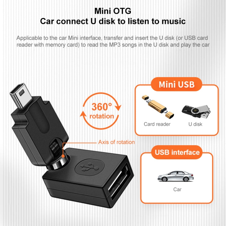 Adattatore mini USB USB 2.0 AF a OTG di alta qualità, supporta la rotazione di 360 gradi, USB 2.0 AF