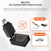 Adattatore mini USB USB 2.0 AF a OTG di alta qualità, supporta la rotazione di 360 gradi, USB 2.0 AF