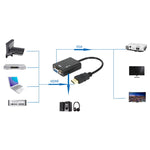 Cavo di conversione video da HDMI a VGA + uscita audio da 26 cm con cavo audio da 3,5 mm, supporto Full HD 1080P, Length: 26cm