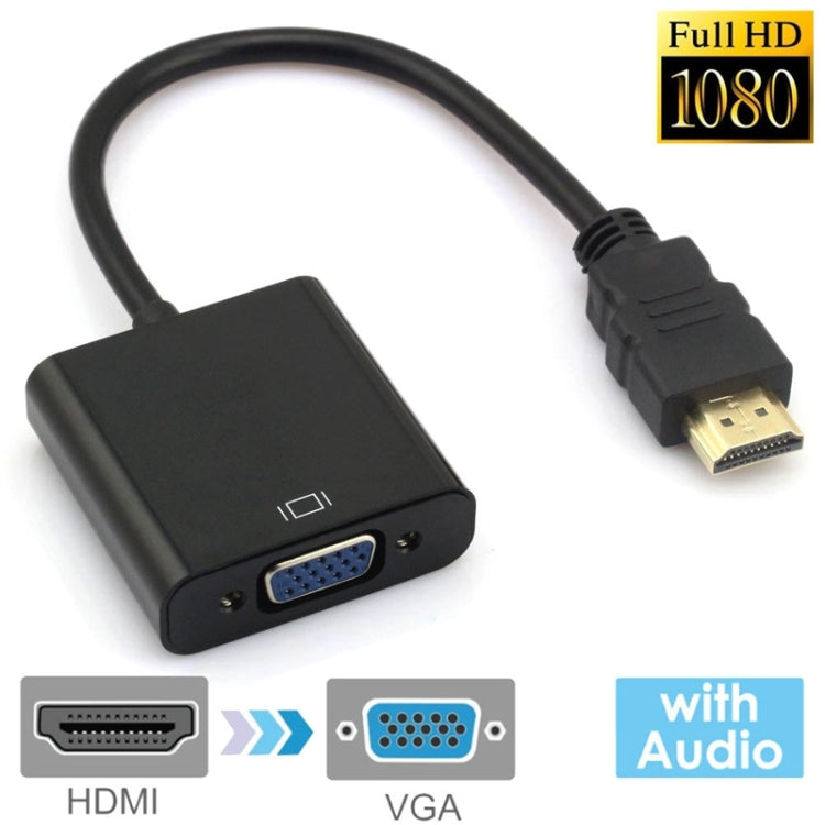 Cavo di uscita audio da HDMI a VGA Full HD 1080P da 24 cm per computer/DVD/set-top box digitale/laptop/telefono cellulare/lettore multimediale, Length: 24cm, Length: 24cm(White)