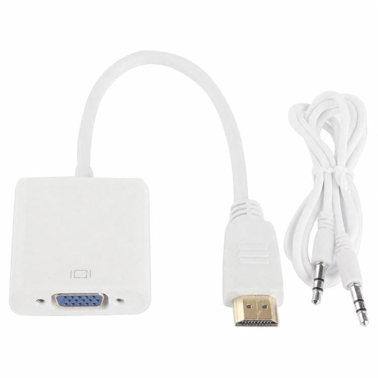 Cavo di uscita audio da HDMI a VGA Full HD 1080P da 24 cm per computer/DVD/set-top box digitale/laptop/telefono cellulare/lettore multimediale, Length: 24cm, Length: 24cm(White)