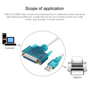 Cavo femmina da USB 2.0 a DB25 pin, lunghezza: 1,5 m, USB to DB25 Female (Blue)