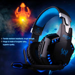 EACH G2000 Cuffie da gioco stereo per bassi over-ear con microfono e luce LED per computer, lunghezza cavo: 2,2 m