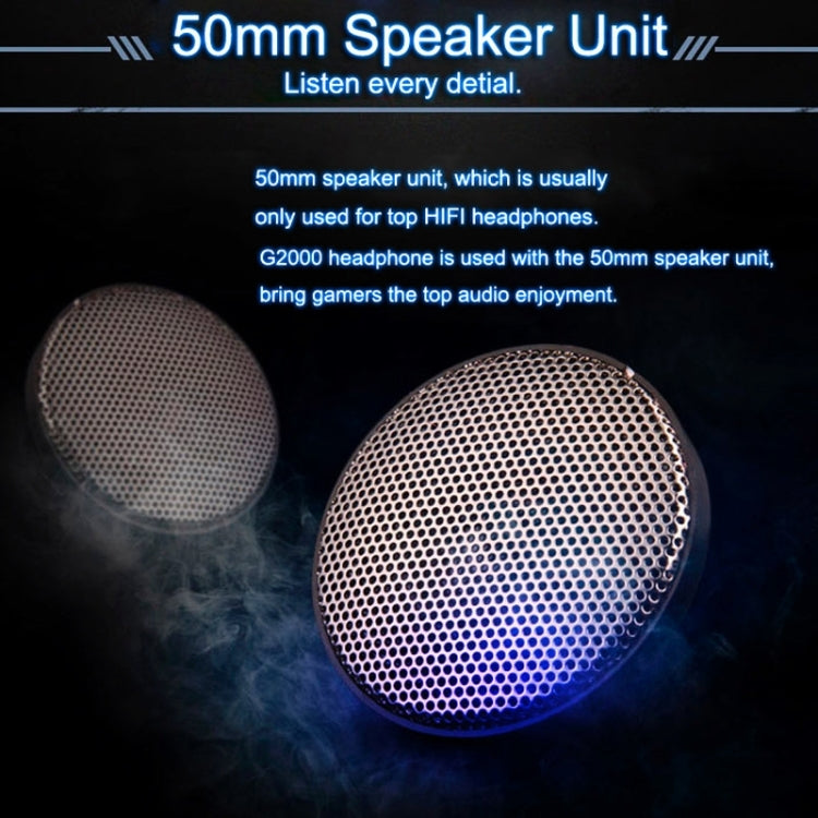 EACH G2000 Cuffie da gioco stereo per bassi over-ear con microfono e luce LED per computer, lunghezza cavo: 2,2 m
