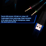 EACH G2000 Cuffie da gioco stereo per bassi over-ear con microfono e luce LED per computer, lunghezza cavo: 2,2 m