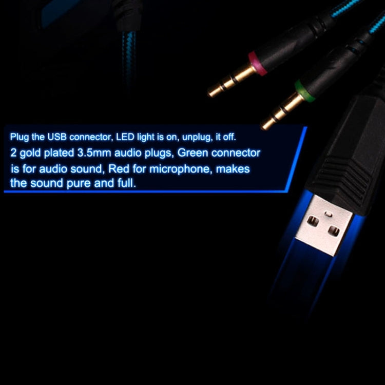 EACH G2000 Cuffie da gioco stereo per bassi over-ear con microfono e luce LED per computer, lunghezza cavo: 2,2 m