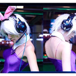 EACH G2000 Cuffie da gioco stereo per bassi over-ear con microfono e luce LED per computer, lunghezza cavo: 2,2 m