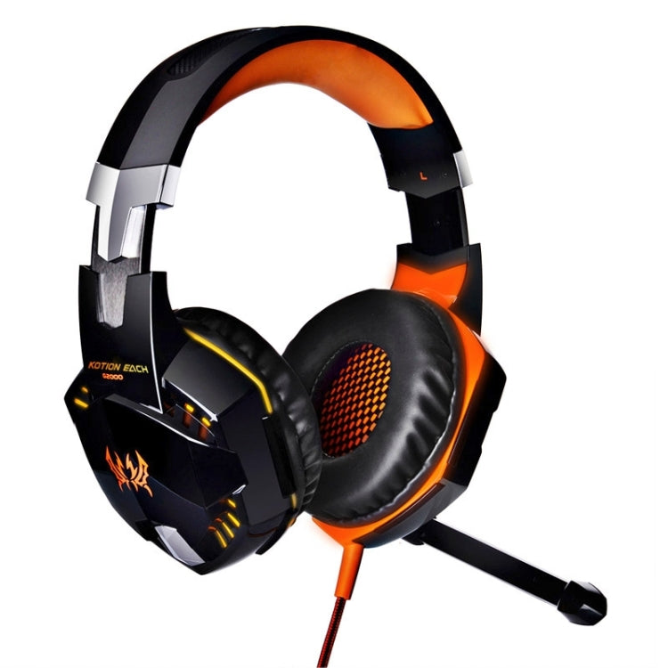 EACH G2000 Cuffie da gioco stereo per bassi over-ear con microfono e luce LED per computer, lunghezza cavo: 2,2 m
