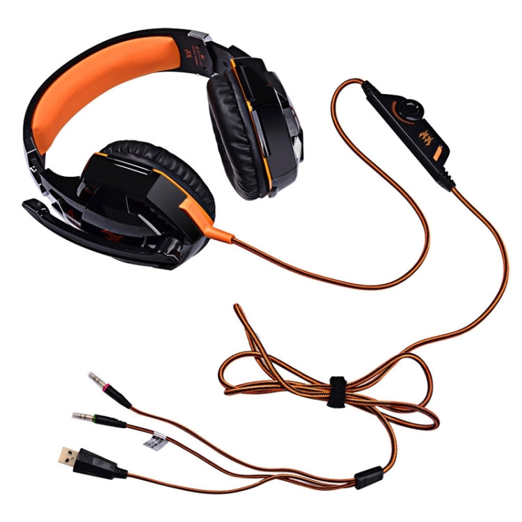 EACH G2000 Cuffie da gioco stereo per bassi over-ear con microfono e luce LED per computer, lunghezza cavo: 2,2 m