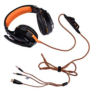 EACH G2000 Cuffie da gioco stereo per bassi over-ear con microfono e luce LED per computer, lunghezza cavo: 2,2 m