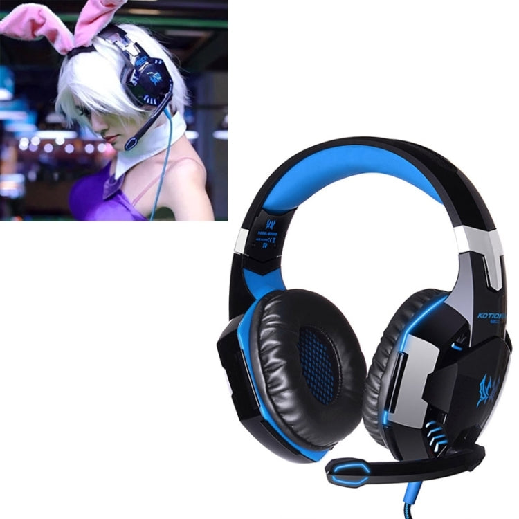 EACH G2000 Cuffie da gioco stereo per bassi over-ear con microfono e luce LED per computer, lunghezza cavo: 2,2 m