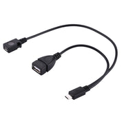 Cavo OTG sdoppiatore a Y USB 2.0 Micro-B maschio a USB 2.0 Micro-B femmina maschio e USB 2.0 femmina, lunghezza: 19/30 cm