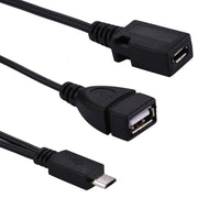 Cavo OTG sdoppiatore a Y USB 2.0 Micro-B maschio a USB 2.0 Micro-B femmina maschio e USB 2.0 femmina, lunghezza: 19/30 cm