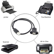 Cavo adattatore per stampante/scanner da USB 2.0 maschio a USB 2.0 tipo B femmina per HP, Dell, Epson, lunghezza: 50 cm