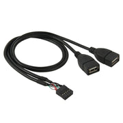 Cavo adattatore femmina da 10 pin per scheda madre a 2 USB 2.0 femmina, lunghezza: 50 cm, 10 Pin Motherboard to 2 USB AF